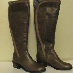 Ladies Tall Grey  leather boots with zipper calf